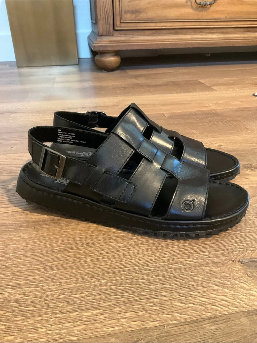 Men’s Born Crown Corey Fisherman Sandals in **black**, 12